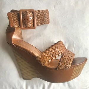 Cognac Braided Wedges